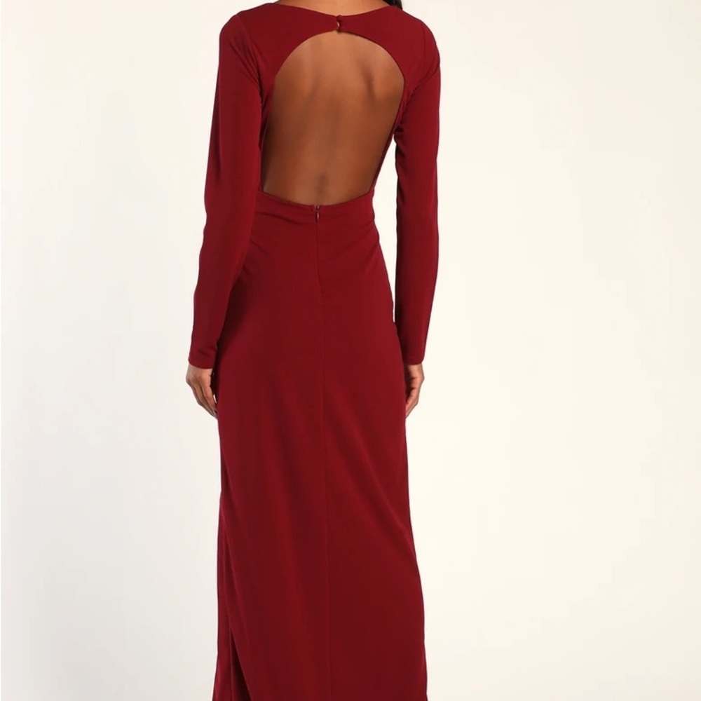 True Love Lasts Burgundy Long Sleeve Backless Maxi Dress